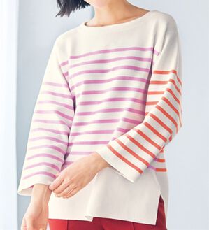 VINNO（ヴィノ）の「パネルボーダーニットプルオーバー（ニット・セーター）」｜詳細画像