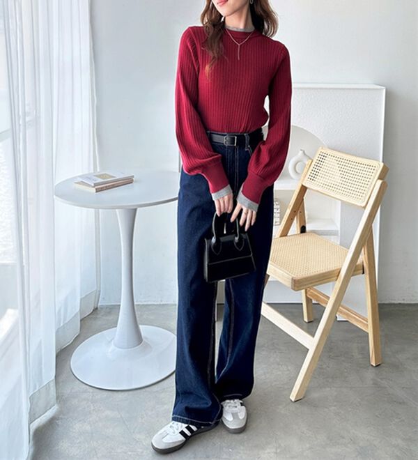 GeeRA（ジーラ）の「【再入荷】レイヤード風モチっと柔らかリブニット（ニット・セーター）」｜詳細画像