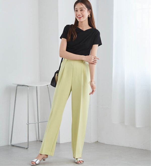 RANAN（ラナン）の「【選べる２丈】機能付！美脚シルエットセンタープレスワイドパンツ（フルレングスパンツ）」｜詳細画像