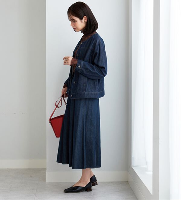 BELLUNA（ベルーナ）の「やわらかデニム素材ノーカラージャケット（その他ジャケット）」｜詳細画像