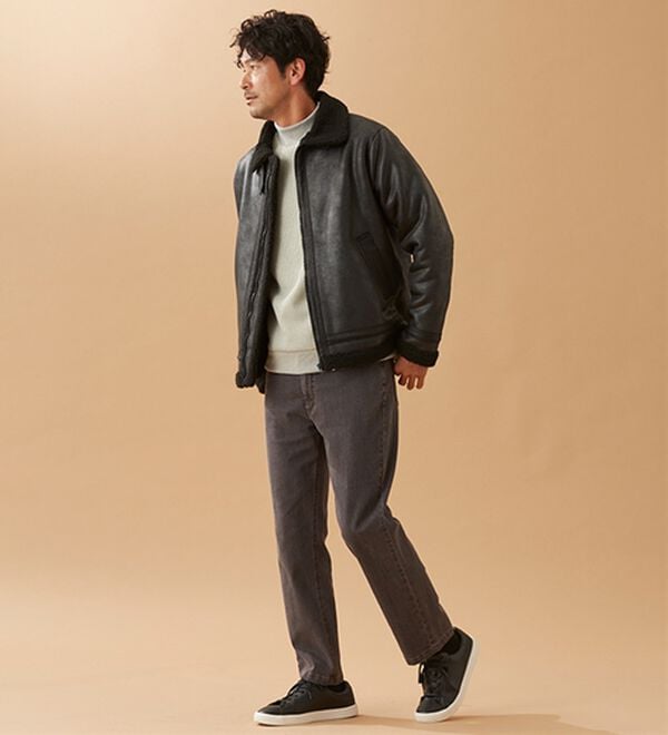 「裏ボアレザー調ジャケット（メンズジャケット）」｜詳細画像