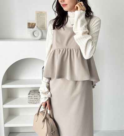 GeeRA（ジーラ）の「楽ちん！ペプラムキャミワンピース（カットソーワンピース）」