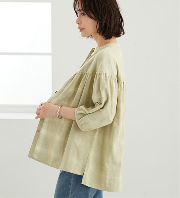 BELLUNA（ベルーナ）の「ダブルガーゼ素材切替デザインブラウス（ブラウス）」｜詳細画像