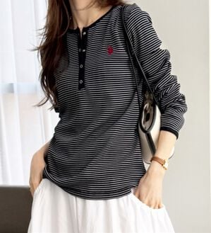 GeeRA（ジーラ）の「【U.S.POLOASSN】ワッフルヘンリーネックカットソー（カットソー）」｜ブラック