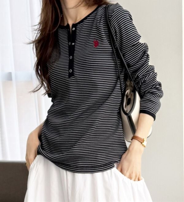 GeeRA（ジーラ）の「【U.S.POLOASSN】ワッフルヘンリーネックカットソー（カットソー）」｜ブラック