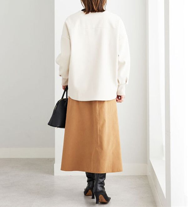 BELLUNA（ベルーナ）の「【ｍａｋｏさんコラボ】ウール調ノーカラーブルゾン（ブルゾン）」｜詳細画像