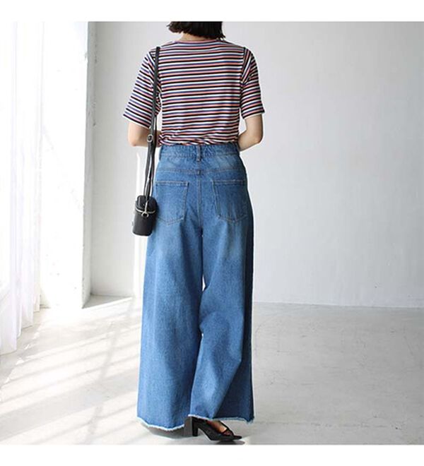 GeeRA（ジーラ）の「マルチボーダー５分袖リブカットソー（カットソー）」｜詳細画像