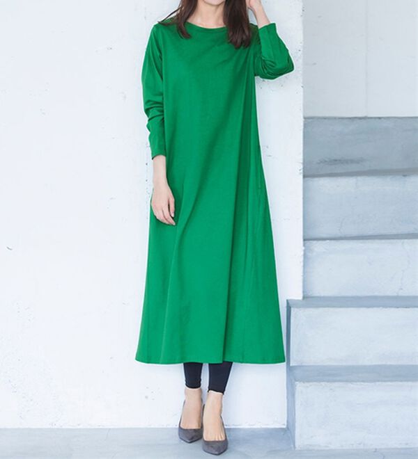 RANAN（ラナン）の「【選べる２丈】＜ＢＣ＞ポケット付マキシワンピース（その他ワンピース）」｜ブライトグリーン