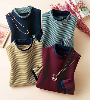 ルフラン（ルフラン）の「【４色組】着心地快適！重ね衿プルオーバー（カットソー）」｜詳細画像