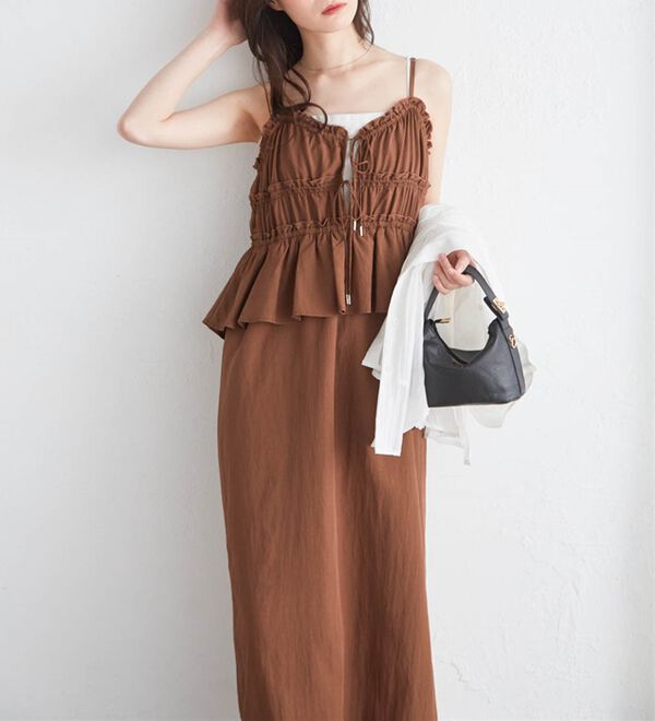 RANAN（ラナン）の「リボンギャザーペプラムナローワンピ（その他ワンピース）」｜詳細画像