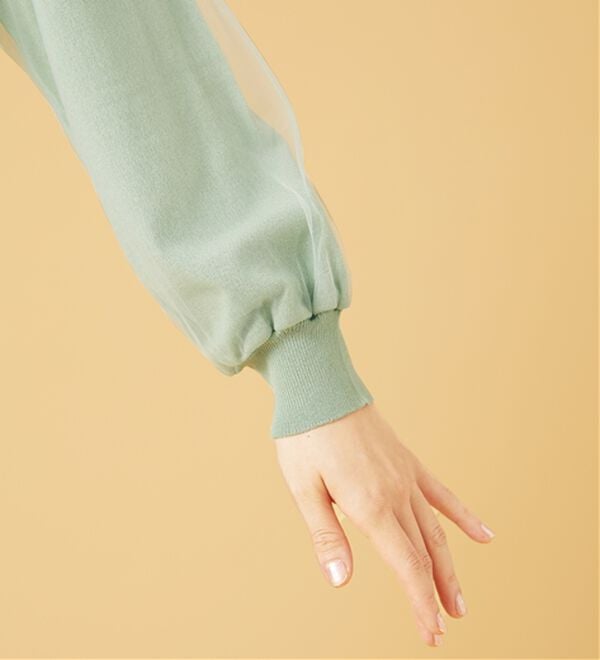 BELLUNA（ベルーナ）の「チュール重ねニットプルオーバー（ニット・セーター）」｜詳細画像