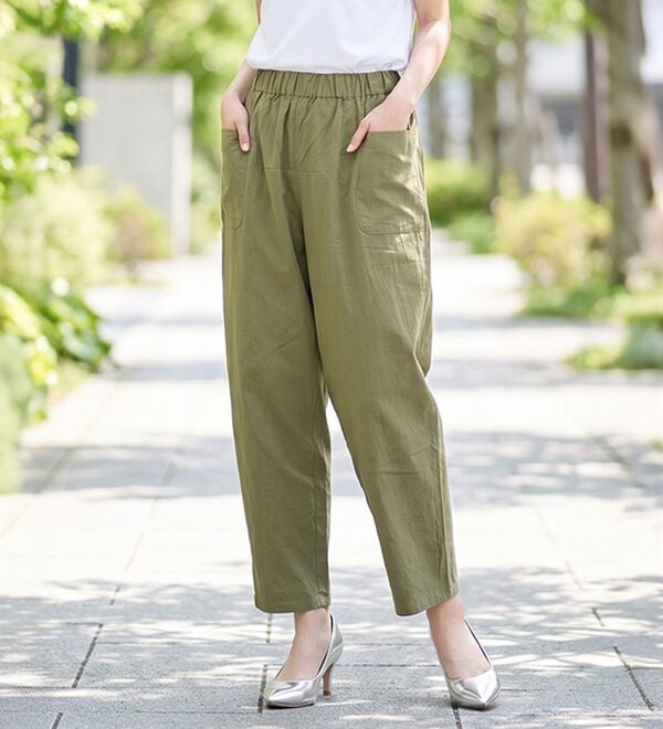 お値下げ受付ます！コムコム　チノサルエルパンツ!AD2024 大きいサイズ】【M～8L】綿100％ウエストゴム＋紐サルエルパンツ