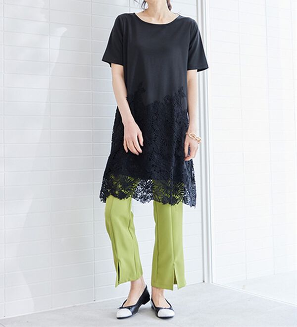 ひんやり！レース切替カットソーチュニック - ベルーナ【公式】