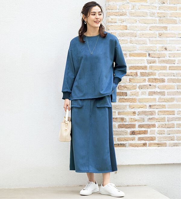 ルフラン（ルフラン）の「リブ切替スエード調スーツ＜イレッサ＞（セットアップ）」｜詳細画像