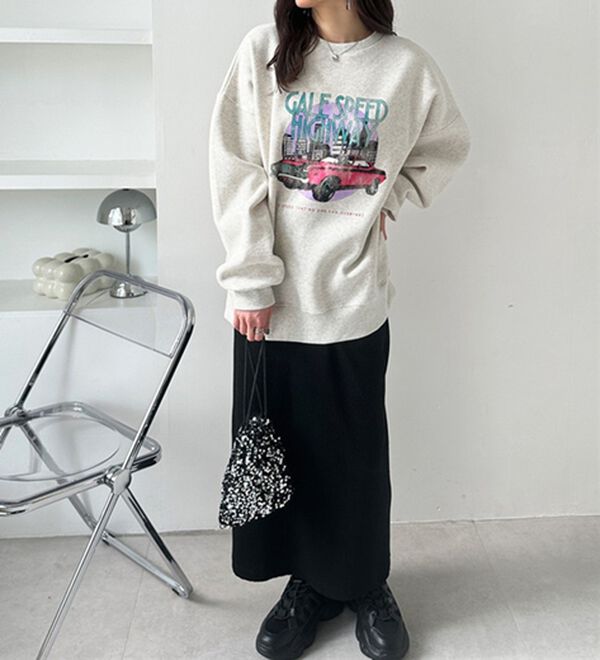 GeeRA（ジーラ）の「ラフィックヴィンテージ風裏起毛スウェット（カットソー）」｜詳細画像