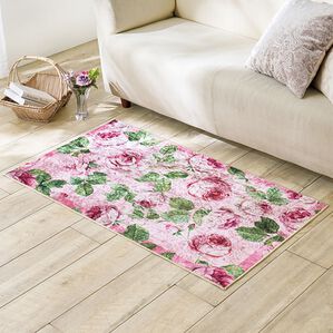 「柄がキレイなインテリアマット（玄関マット）」｜ローズピンク