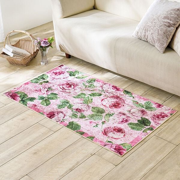 「柄がキレイなインテリアマット（玄関マット）」｜ローズピンク