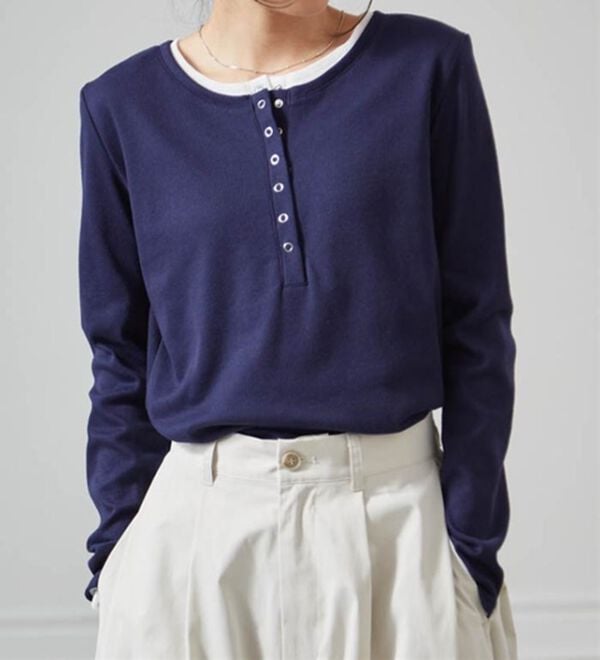 RANAN（ラナン）の「レイヤードヘンリーネックリブTシャツ（カットソー）」｜詳細画像
