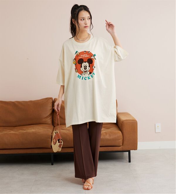 BELLUNA（ベルーナ）の「＜Ｄｉｓｎｅｙ＞【ミッキー】ビッグ7分袖プリントTシャツ（Tシャツ）」｜詳細画像
