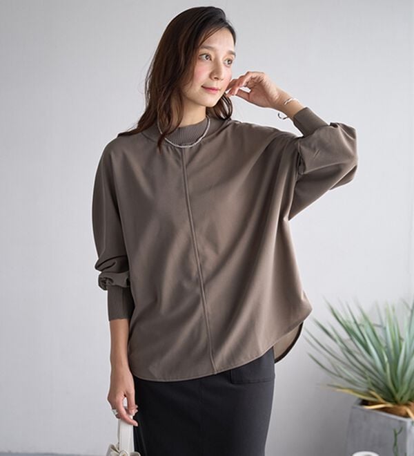 BELLUNA（ベルーナ）の「Ｔシャツ感覚なのにきちんとブラウス見え！カットジョーゼットプルオーバー（ブラウス）」｜詳細画像