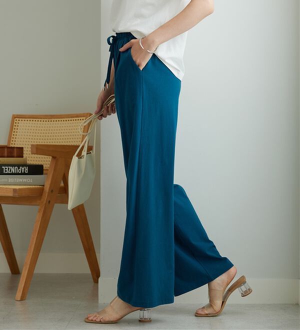 BELLUNA（ベルーナ）の「着心地楽々！綿１００％イージーパンツ（ワイドパンツ・ガウチョ）」｜詳細画像