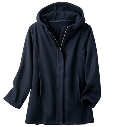 VINNO（ヴィノ）の「フード付ウールライクコート（ハーフコート）」