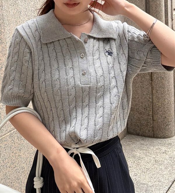 RANAN（ラナン）の「＜U.S.POLO ASSN.＞半袖ケーブルポロニット（シャツ）」｜詳細画像