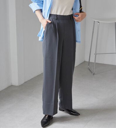 RANAN（ラナン）の「【選べる２丈】機能付！美脚シルエットセンタープレスワイドパンツ（フルレングスパンツ）」