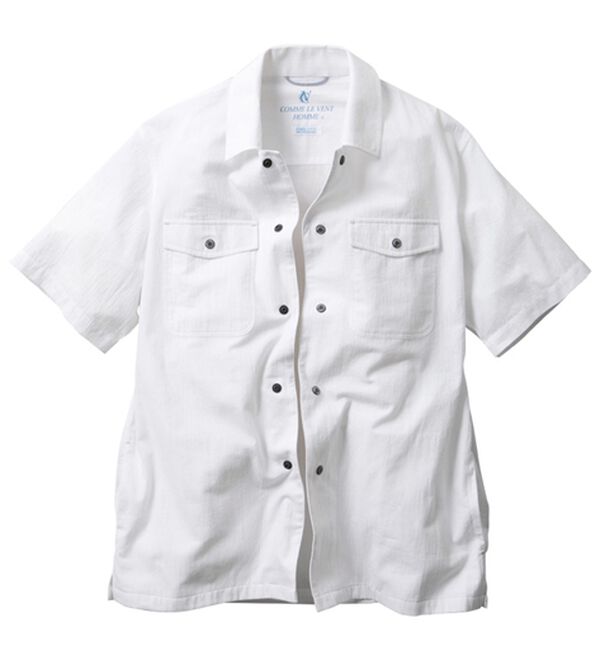 「さらにさらっと楊柳素材のシャツジャケット（メンズジャケット）」｜ホワイト