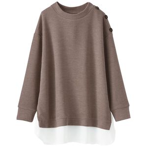 BELLUNA（ベルーナ）の「肩ボタン布帛切替チュニック（チュニック）」｜ベージュ