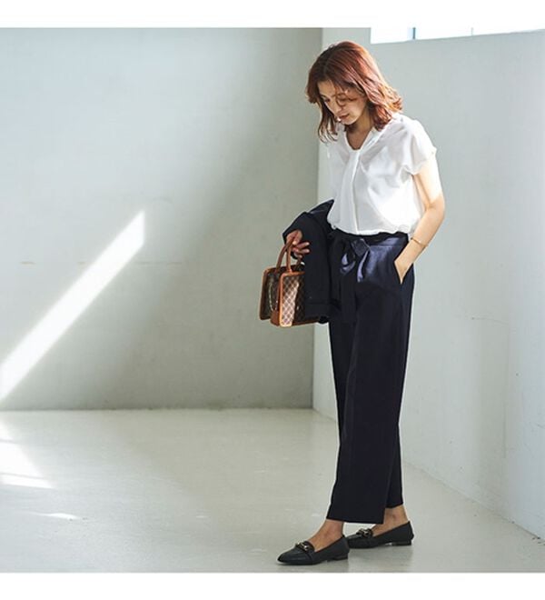 GeeRA（ジーラ）の「【ジャケット+2ボトム】洗えるストレッチ！ジャケット＆ブラウス＆ワイドパンツ＆スカートスーツセット（パンツスーツ）」｜詳細画像