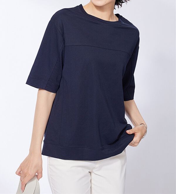 BELLUNA（ベルーナ）の「涼感素材切替デザインプルオーバー（カットソー）」｜詳細画像