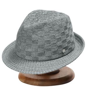 「＜ゴールドファイル＞市松模様ニットハット（メンズ帽子）」｜アルペングレー