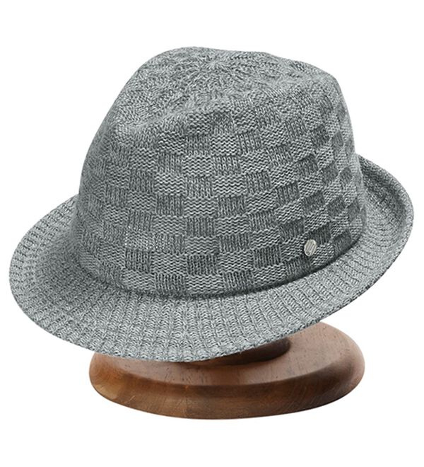 「＜ゴールドファイル＞市松模様ニットハット（メンズ帽子）」｜アルペングレー