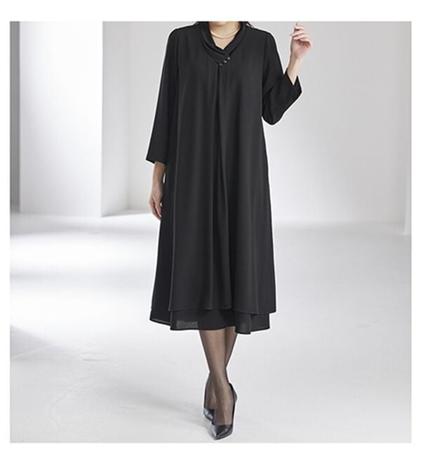 BELLUNA（ベルーナ）の「洗える！冷感素材ドレープワンピース（ブラックフォーマル（喪服・礼服））」｜詳細画像