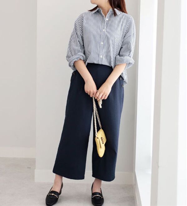 BELLUNA（ベルーナ）の「【吸水速乾・ＵＶ対策・接触冷感】ビンテージ調ボタン使いワイドパンツ（ワイドパンツ・ガウチョ）」｜詳細画像