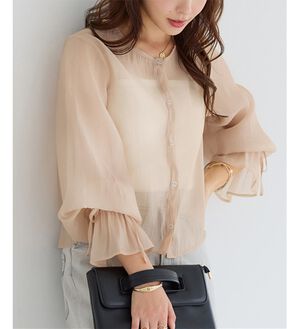 alotta（アロッタ）の「シアーブラウスカーディガン（その他カーディガン）」｜オレンジベージュ