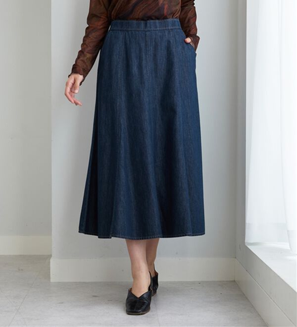BELLUNA（ベルーナ）の「やわらかデニム素材フレアースカート（ロングスカート）」｜詳細画像
