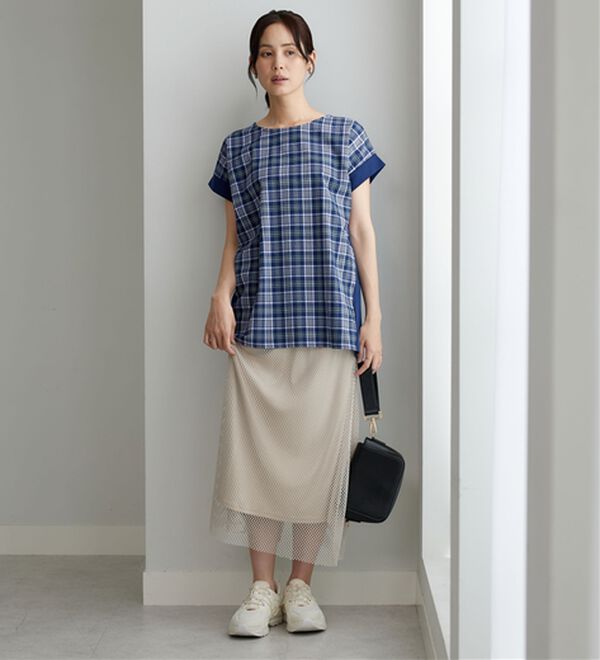 BELLUNA（ベルーナ）の「サッカーチェック切替デザインチュニック（チュニック）」｜詳細画像