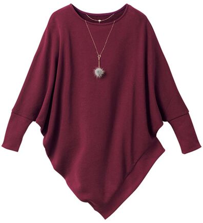 「フェイクネックレス付アシメデザイントップス（カットソー）」