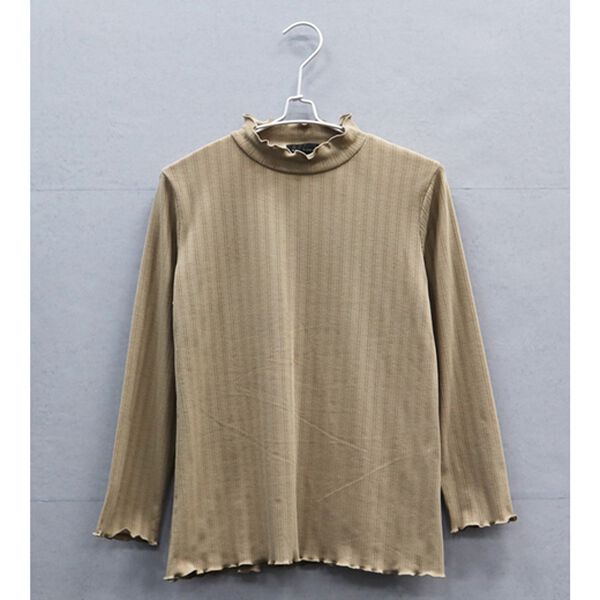 「ミニケーブル柄ハイネックプルオーバー（カットソー）」｜モカ