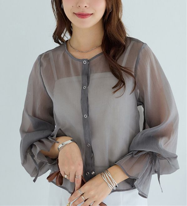 alotta（アロッタ）の「シアーブラウスカーディガン（その他カーディガン）」｜チャコール