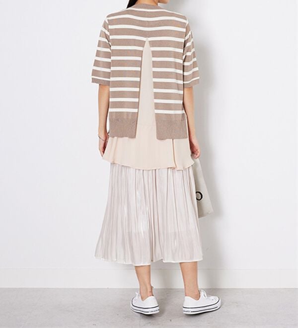 BELLUNA（ベルーナ）の「【2点セット】バックスリットボーダーニットアンサンブル（ニット・セーター）」｜詳細画像