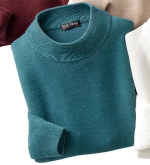 「カシミヤタッチやわらかハイネックセーター（メンズニット・セーター）」｜ターコイズ