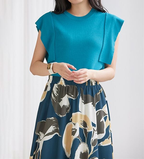 RANAN（ラナン）の「ひんやり！スクエアスリーブサマーニット（ニット・セーター）」｜詳細画像