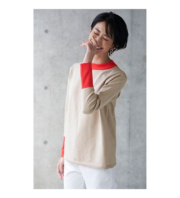 BELLUNA（ベルーナ）の「ラメ入り配色ニットプルオーバー（ニット・セーター）」｜詳細画像