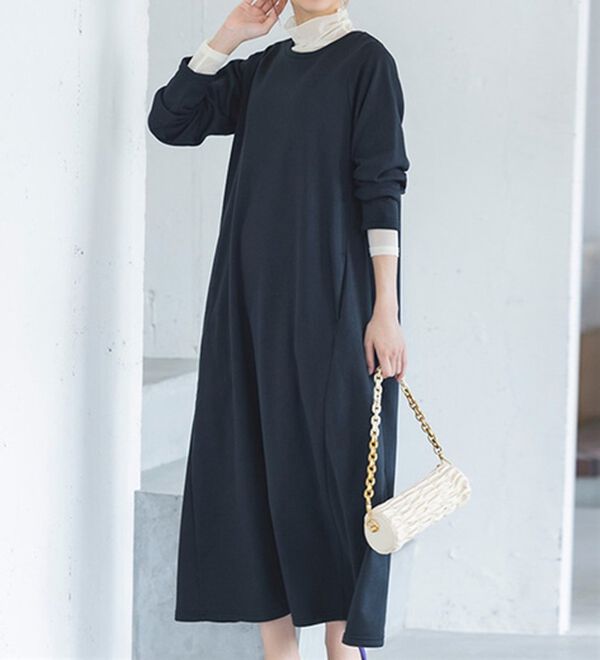 毛玉になりにくい】裏起毛フレアーロングワンピース - ベルーナ【公式】