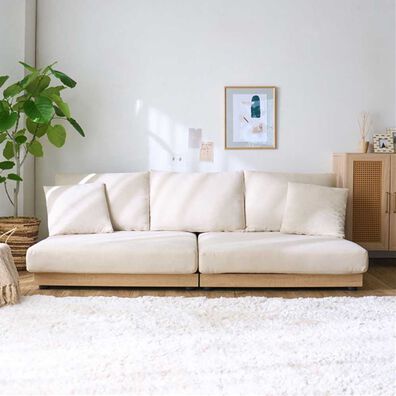 iellio（イエリオ）の「木飾り付ワイドローソファ（ソファ）」