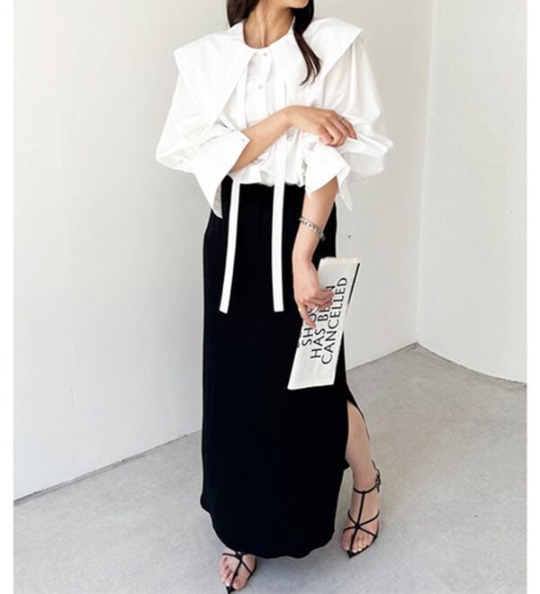 GeeRA（ジーラ）の「ケープ衿シャツブラウス（ブラウス）」｜詳細画像