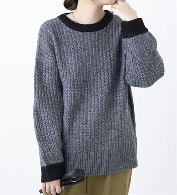 BELLUNA（ベルーナ）の「メランジ調配色ニットプルオーバー（ニット・セーター）」｜モノトーン